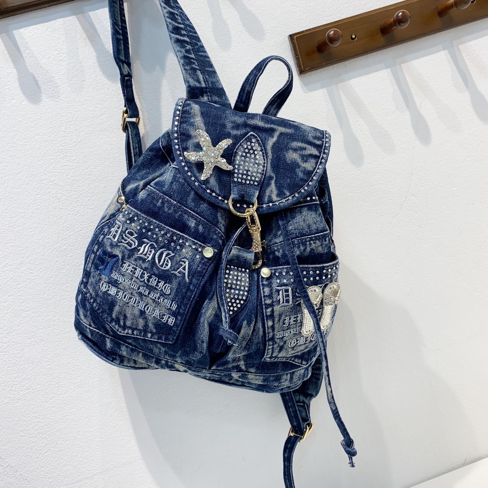 Luxury Bags Denim - Zaino da donna in denim di