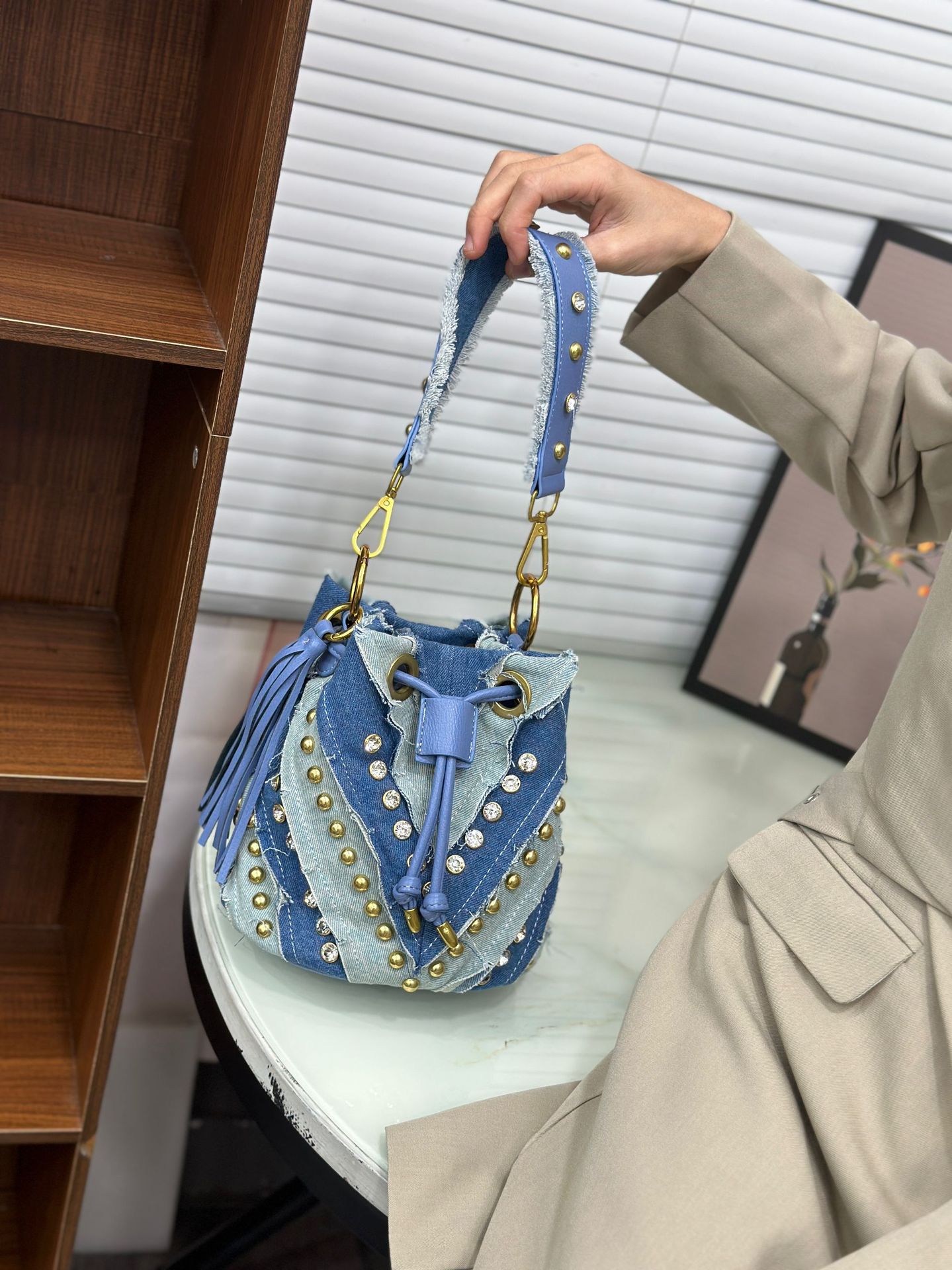Luxury Bags Denim - Borsa a Tracolla da Donna in